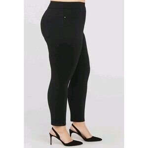 Spanx The Perfect Pant Women 1X Petite Black Ankle 4-Pocket Ponte Stretch Pants